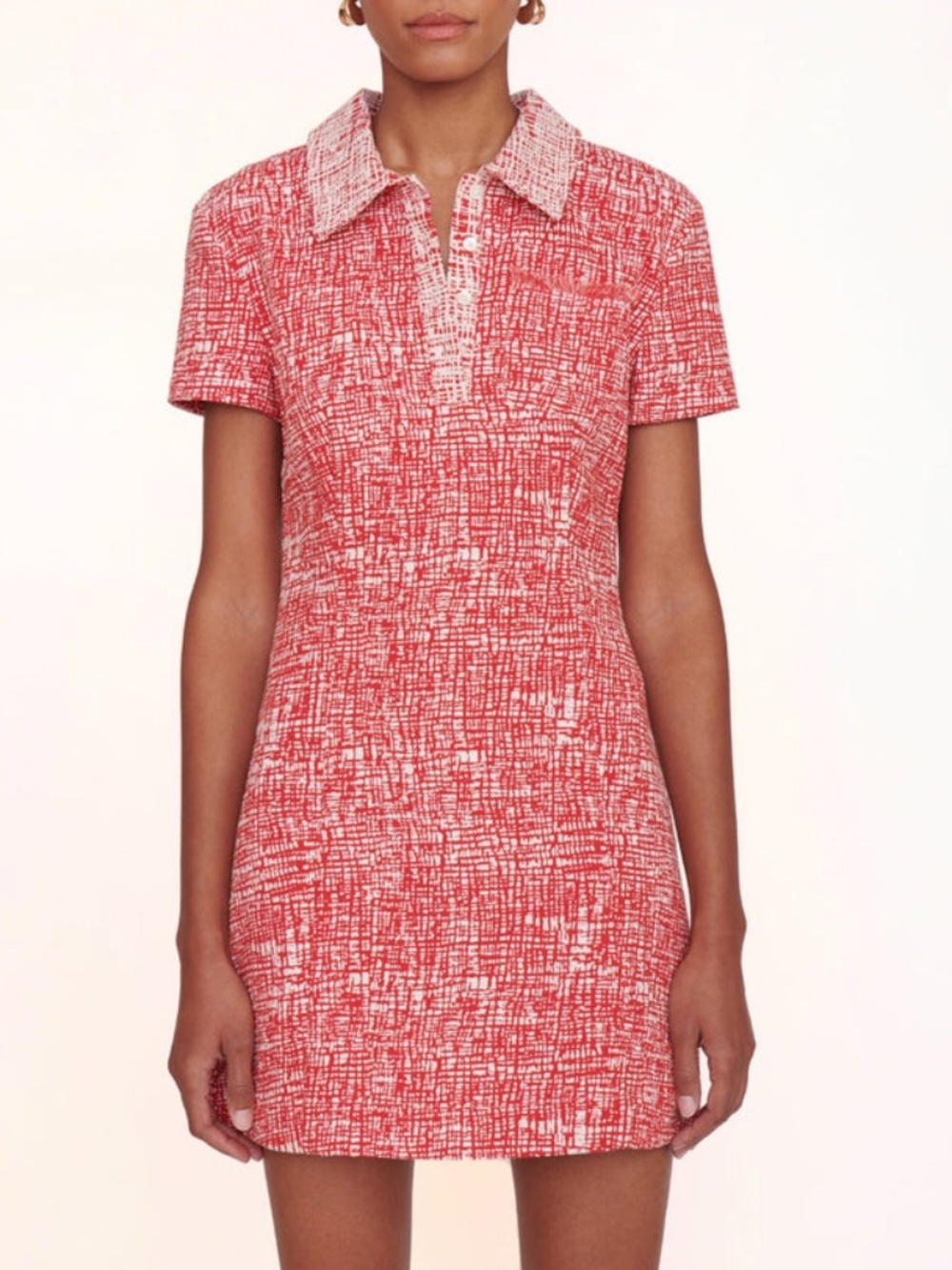 NWT STAUD Flying Mini Polo Dress in Papaya Crosshatch Size 0